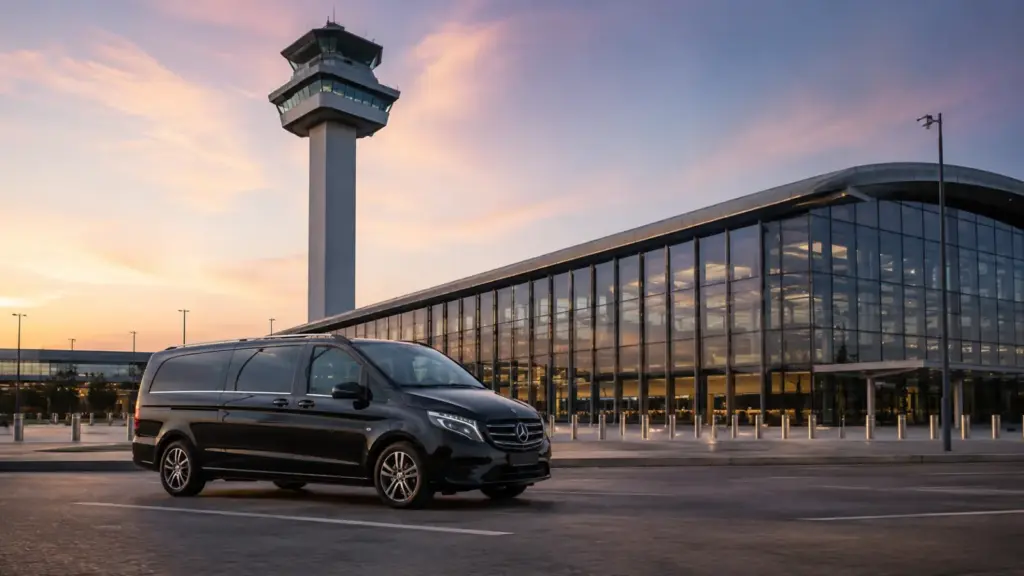 Private BER Airport transfer with black van in Berlin