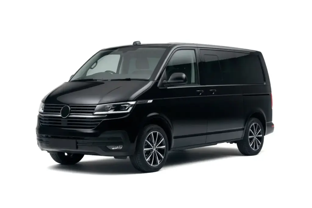 Volkswagen Multivan T6 black van for BER Airport pickups and business transfers