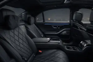 Mercedes-Benz S-Class spacious passenger area for private airport transfers