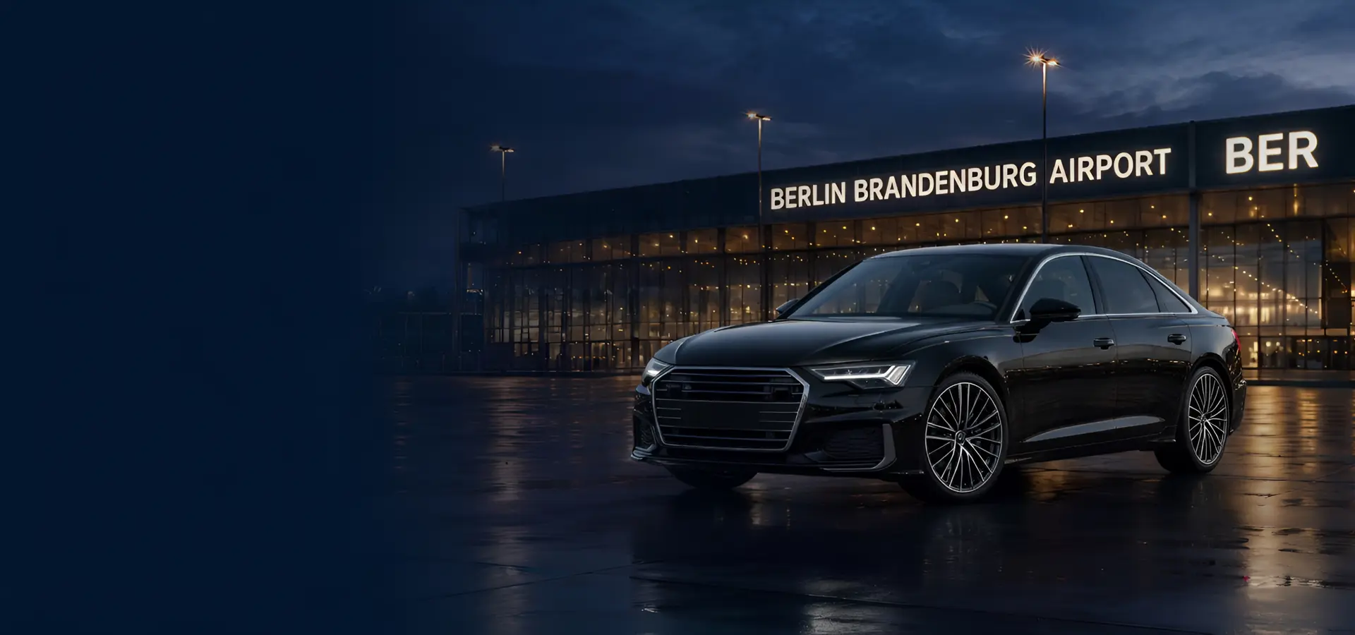 Audi A6 black sedan for BER Airport transfers in Berlin