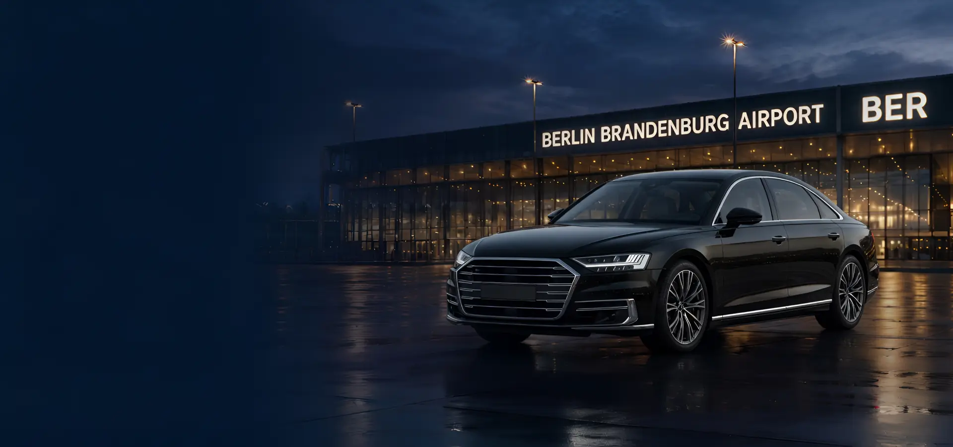 Audi A8 black sedan for BER Airport transfers in Berlin