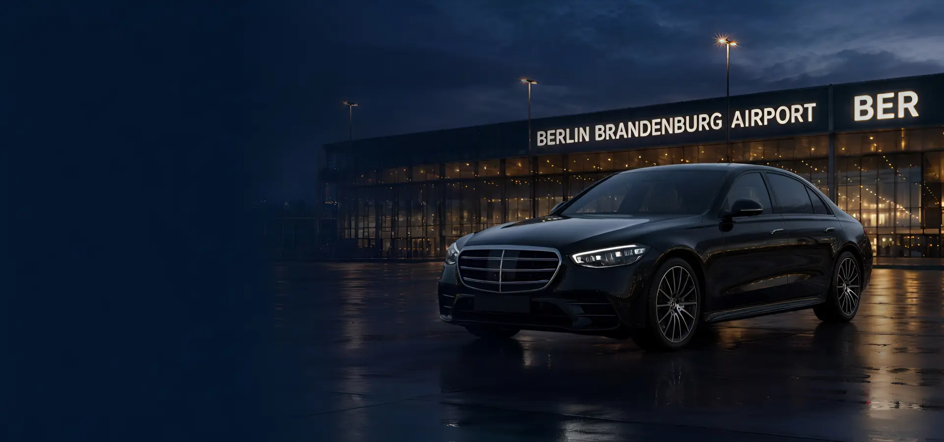 Mercedes-Benz S-Class black sedan for BER Airport transfers in Berlin