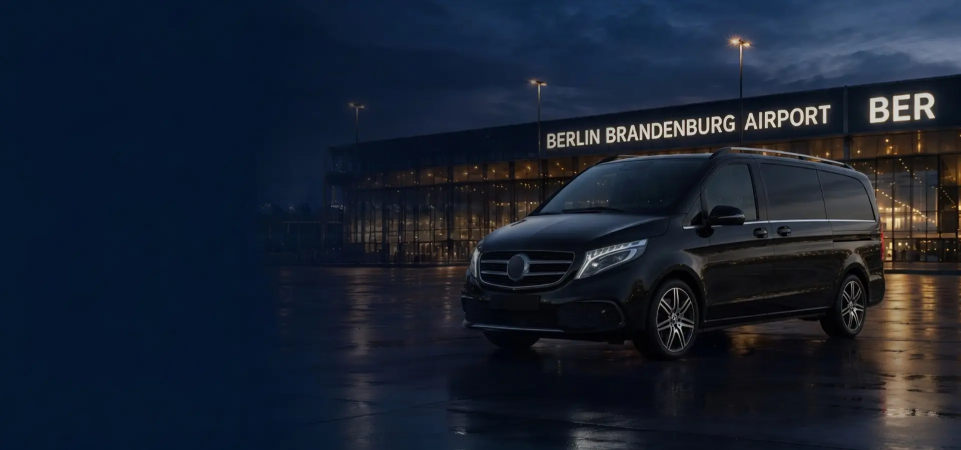 Mercedes-Benz V-Class Extra Long black van for BER Airport transfers in Berlin